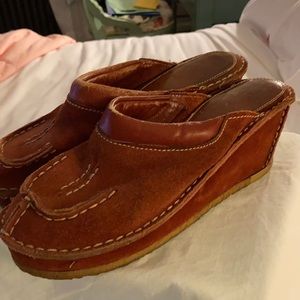 1960s Suede Brick Red Mules FABULOUS FOR FALL